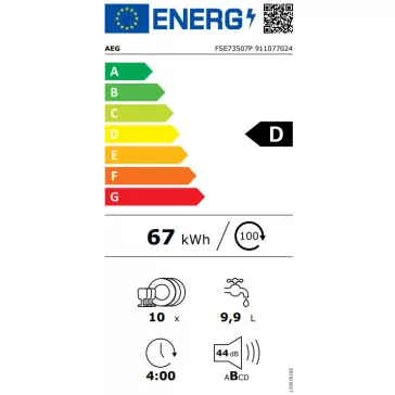 AEG FSE73507P Teljesen beépíthető mosogatógép | 45 cm