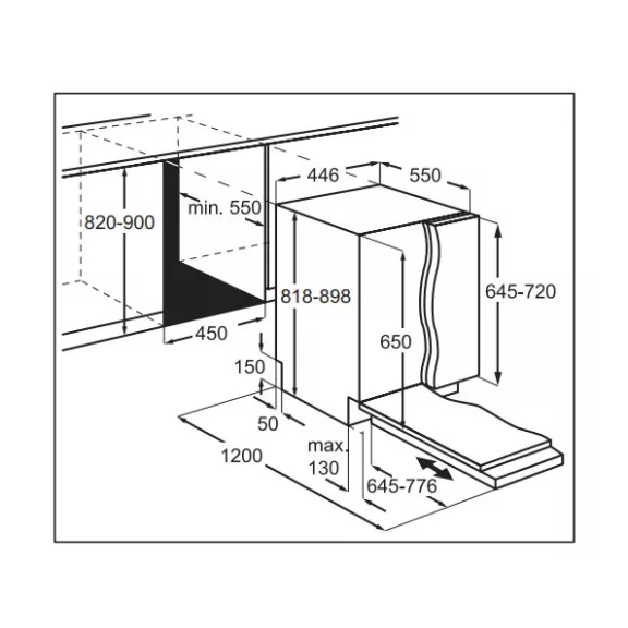 AEG FSE74557P Teljesen beépíthető mosogatógép | 45 cm