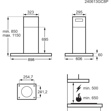   AEG GI87D91CB Beépíthető sziget páraelszívó | 90cm | Fekete