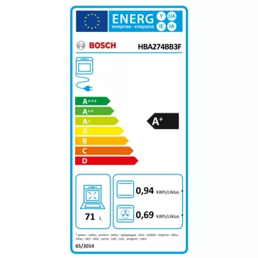 BOSCH HBA274BB3F Serie|4 Beépíthető sütő | Fekete