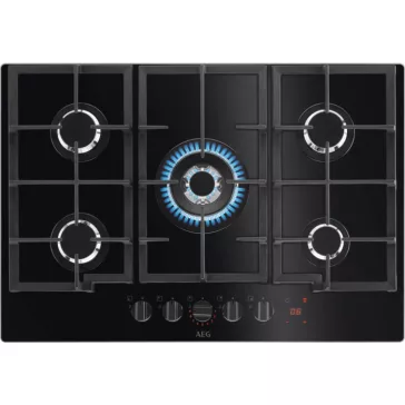  AEG HKB75450NB Beépíthető gázfőzőlap | LED | FlameLight | H2H | WOK | 75 cm | Fekete