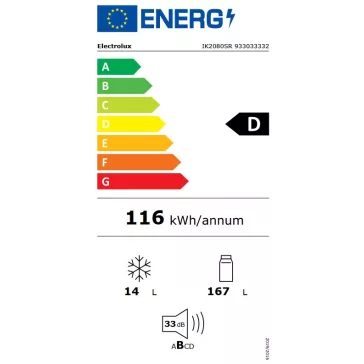   Electrolux IK2080SR Beépíthető hűtőszekrény | OptiSpace | 167 l | 122.4 cm magas | 55.6 cm széles
