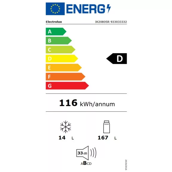 Electrolux IK2080SR Beépíthető hűtőszekrény | OptiSpace | 167 l | 122.4 cm magas | 55.6 cm széles