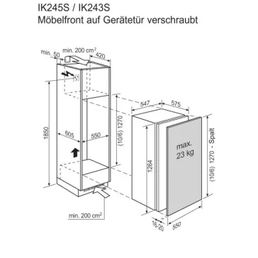   Electrolux IK245SL Beépíthető hűtőszekrény | OptiSpace | 214 l | 126.5 cm magas | 54.7 cm széles