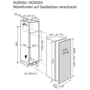   Electrolux IK283SAR Beépíthető hűtőszekrény | DynamicAir | 262 l | 152.3 cm magas | 54.7 cm széles