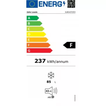   Electrolux John Lewis JLBIUCFZ03 Beépíthető fagyasztószekrény| NoFrost | 85l | Fehér | 82 cm