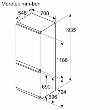   BOSCH KBN96ADD0 Serie|6 Beépíthető kombinált alulfagyasztós hűtőszekrény