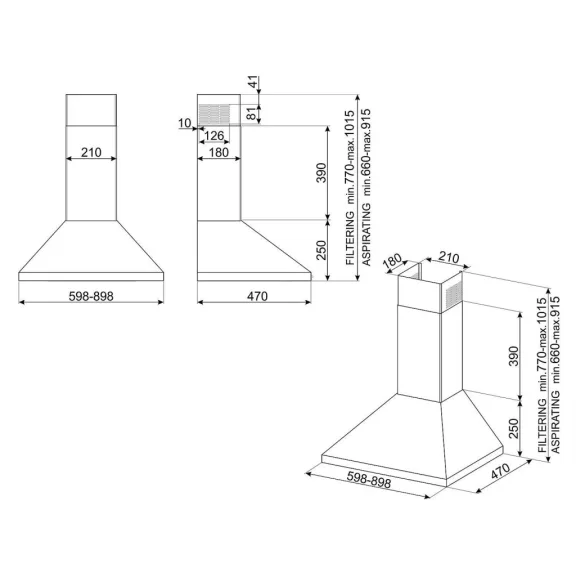 SMEG UNIVERSALE design kürtős fali páraelszívó, 60 cm, inox