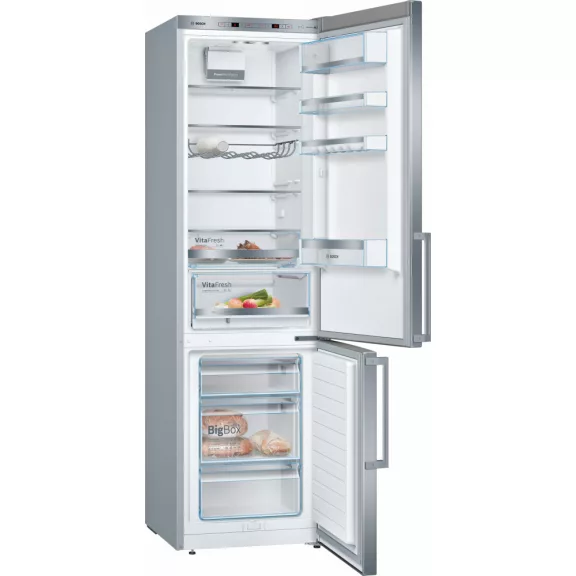 BOSCH KGE398IBP Serie|6 Szabadonálló kombinált alulfagyasztós hűtőszekrény | Szálcsiszolt acél színű