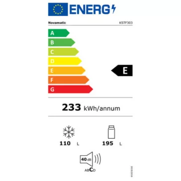   Electrolux Novamatic KSTF303 Szabadonálló kombinált alulfagyasztós hűtőszekrény | 195/110 l | 175 cm magas | 59 cm széles | Fehér