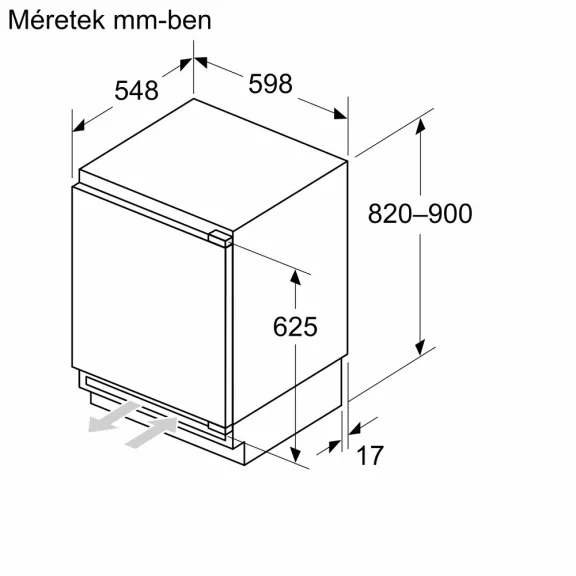 BOSCH KUR21VFE0 Serie|4 Munkapult alá beépíthető hűtőszekrény