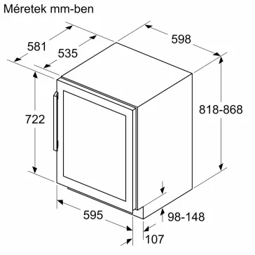 BOSCH KUW21AHG0 Serie|6 Beépíthető borhűtő