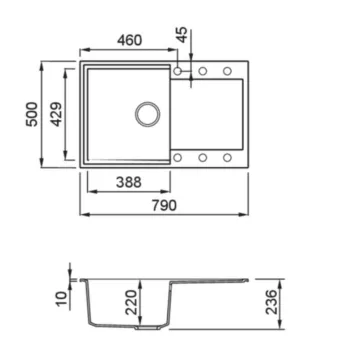 ELLECI - Gránit mosogatótálca Easy 300 G59 Antracit