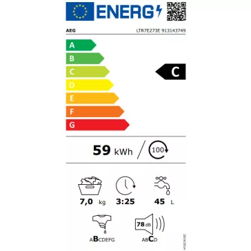 AEG LTR7E273E Felültöltős gőzmosógép 