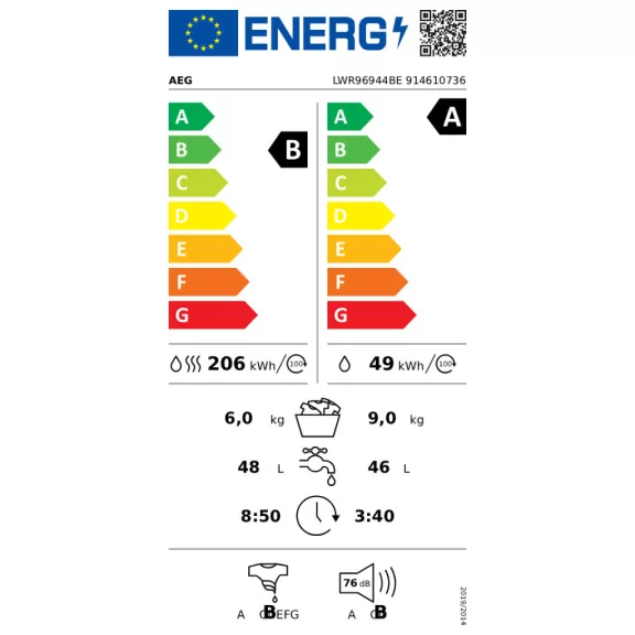 AEG LWR96944BE AbsoluteCare mosó-szárítógép 