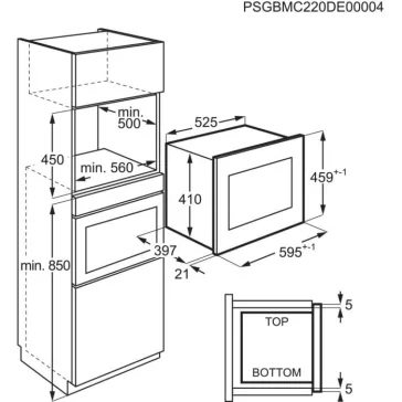   AEG MBE2658SEB Beépíthető mikrohullámú sütő| 25l | Fekete