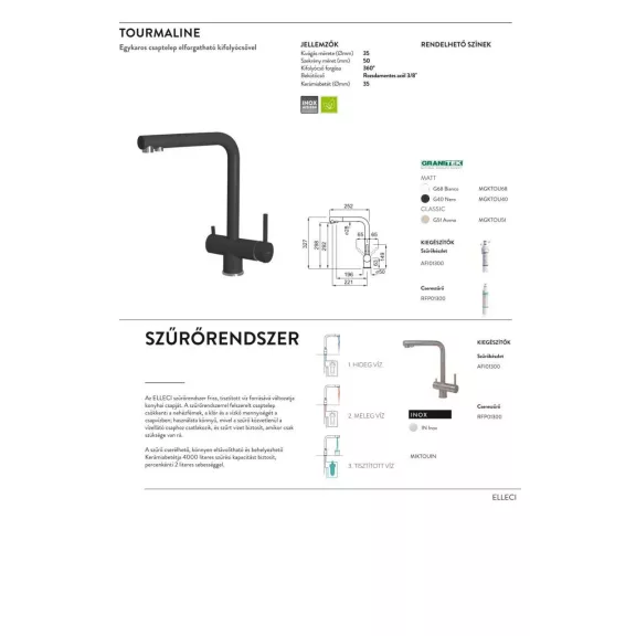 ELLECI - Csaptelep Tourmaline pure G68