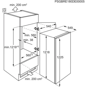   AEG NSF5O12ES Beépíthető hűtőszekrény | CoolMatic | 188 l | 122.5 cm magas | 56 cm széles