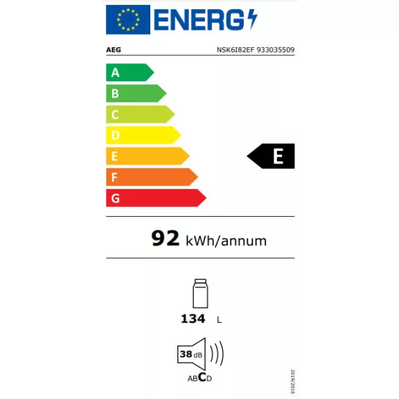 AEG NSK6I82EF Munkapult alá beépíthető hűtőszekrény | 134 l | 82 cm magas | 60 cm széles