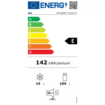   AEG OSF5O88EF Beépíthető hűtőszekrény | 118l | 88 cm magas | 56 cm széles