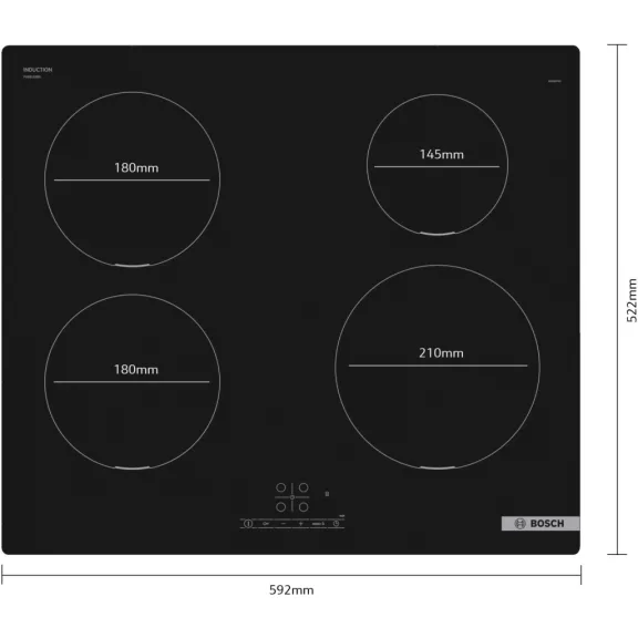 BOSCH PUE611BB5E Serie|4 Beépíthető indukciós főzőlap | 60cm | Fekete