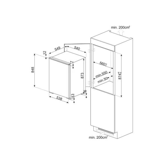 Smeg S4F094E Beépíthető fagyasztószekrény | 98l | Fehér | 88 cm