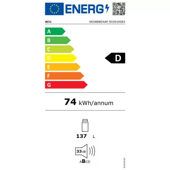 AEG SKS888DXAF Beépíthető hűtőszekrény | CoolMatic | 137 l | 87.3 cm magas | 55.6 cm széles