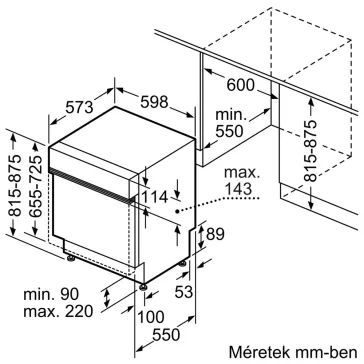   BOSCH SMI6ECS12E Serie|6 Beépíthető kezelőpaneles mosogatógép | 60 cm