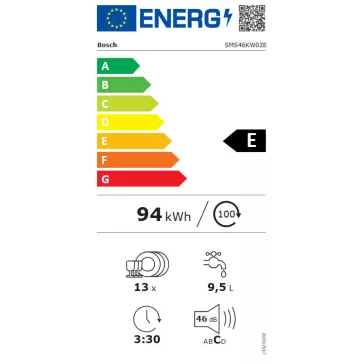   BOSCH SMS46KW02E Serie|4 Szabadonálló mosogatógép | Fehér | 60 cm