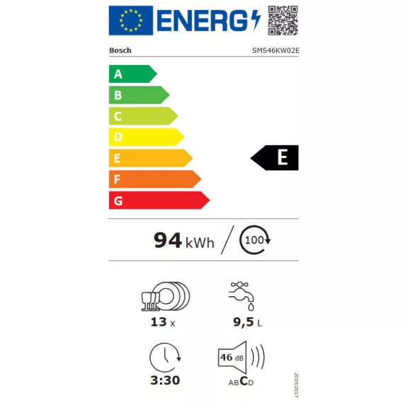 BOSCH SMS46KW02E Serie|4 Szabadonálló mosogatógép | Fehér | 60 cm