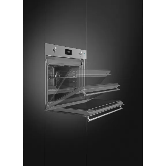 SMEG KOMBINÁLT SÜTŐ, GŐZFUNKCIÓVAL, Classica design, Galileo, 60 cm, CS LCD, inox