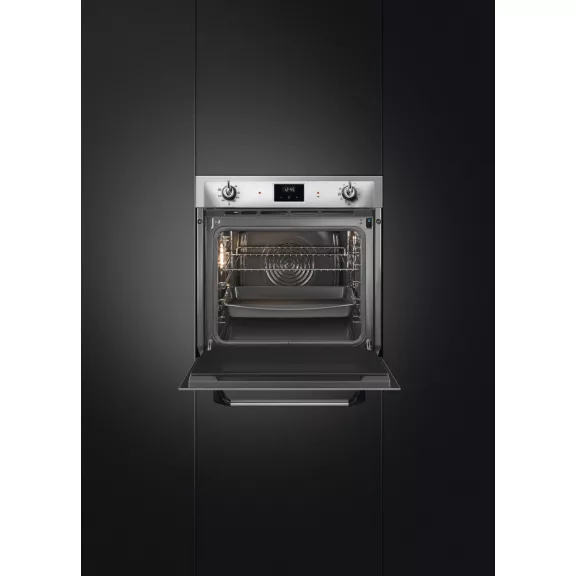 SMEG PIROLITIKUS HŐLÉGKEVERÉSES SÜTŐ, Victoria design, Galileo, 60 cm, ES LCD, inox