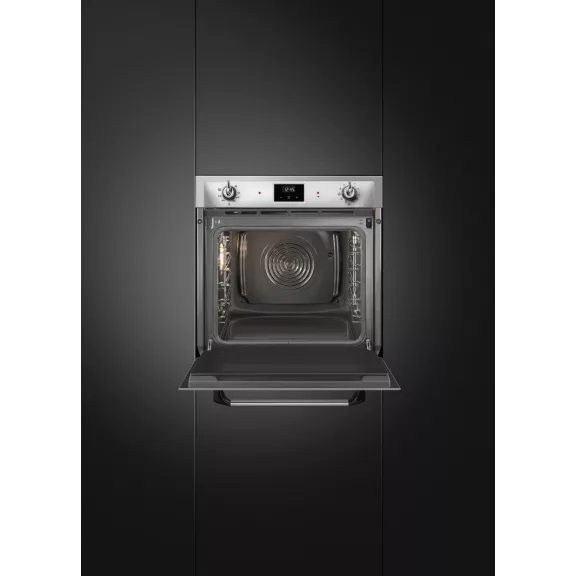 SMEG PIROLITIKUS HŐLÉGKEVERÉSES SÜTŐ, Victoria design, Galileo, 60 cm, ES LCD, inox
