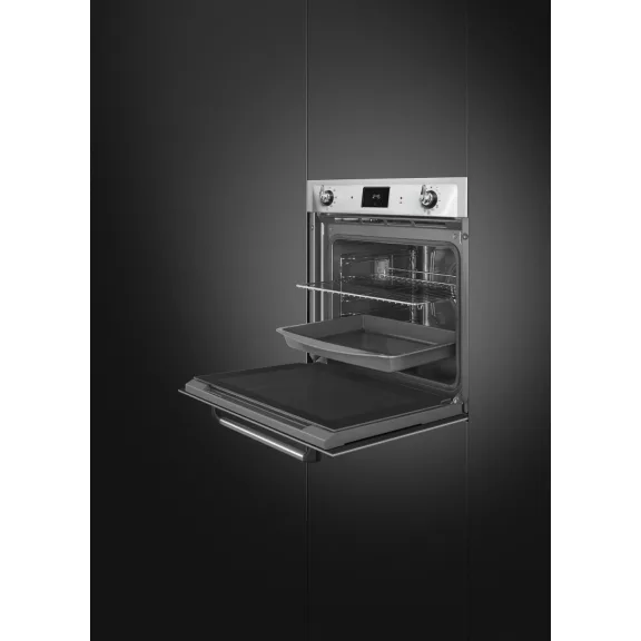 SMEG PIROLITIKUS HŐLÉGKEVERÉSES SÜTŐ, Victoria design, Galileo, 60 cm, ES LCD, inox