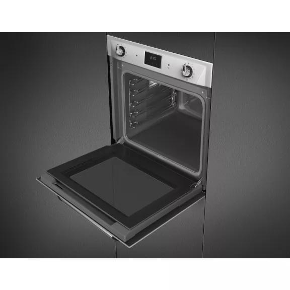 SMEG PIROLITIKUS HŐLÉGKEVERÉSES SÜTŐ, Victoria design, Galileo, 60 cm, ES LCD, inox