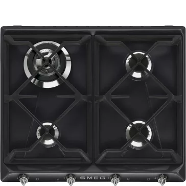   SMEG GÁZ FŐZŐLAP, Victoria design, 60 cm, 4 gázégő, fekete