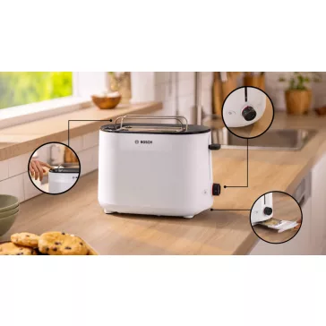 BOSCH TAT2M121 Kompakt kenyérpirító | 970 W | Fehér