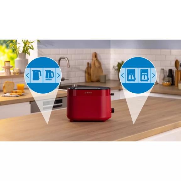 BOSCH TAT2M124 Kompakt kenyérpirító | 970 W | Piros