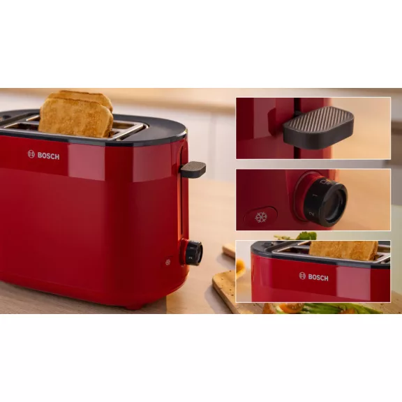 BOSCH TAT2M124 Kompakt kenyérpirító | 970 W | Piros