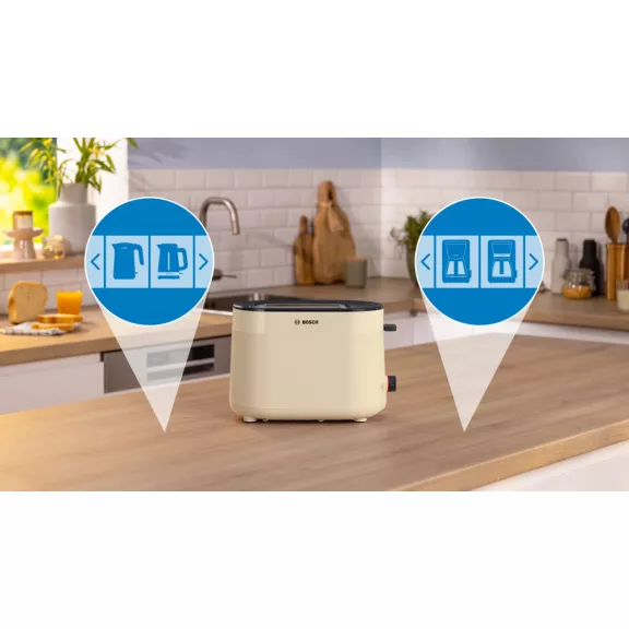 BOSCH TAT2M127 Kompakt kenyérpirító | 970 W | Bézs