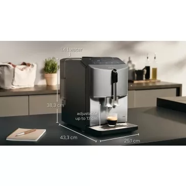   SIEMENS TF305E04 Teljesen automata kávéfőző |  EQ300 |  Titán/Fekete | Kivehető víztartály | 15 bar
