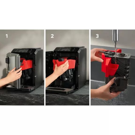 SIEMENS TF305E04 Teljesen automata kávéfőző |  EQ300 |  Titán/Fekete | Kivehető víztartály | 15 bar