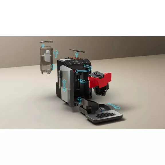 SIEMENS TF305E04 Teljesen automata kávéfőző |  EQ300 |  Titán/Fekete | Kivehető víztartály | 15 bar