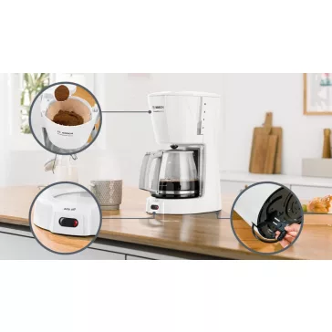 BOSCH TKA3A031 Kávéfőző | CompactClass Extra | Fehér