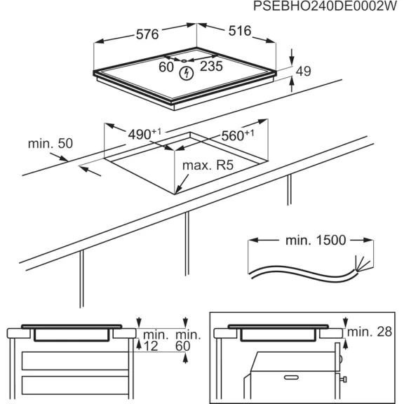 AEG TO64IA0FXB Beépíthető indukciós főzőlap | 60 cm