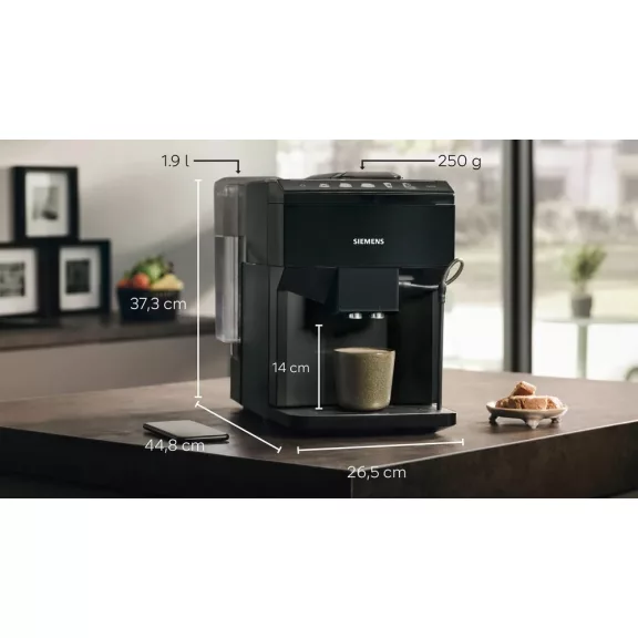 SIEMENS TP511R09 Teljesen automata kávéfőző | EQ500 | Fekete | Kivehető víztartály | 15 bar