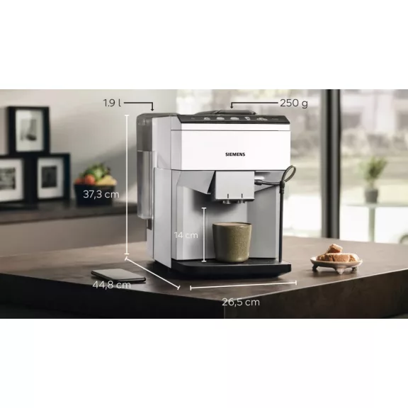SIEMENS TP515R02 Teljesen automata kávéfőző | EQ500 | Fehér | Kivehető víztartály | 15 bar