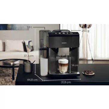   SIEMENS TQ518RX3 Teljesen automata kávéfőző | EQ500 | Sötét inox | Kivehető víztartály | 15 bar