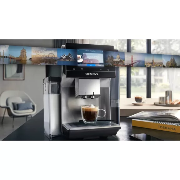 SIEMENS TQ717R03 Teljesen automata kávéfőző | EQ700 | Nemesacél/Fekete | Kivehető víztartály | 19 bar
