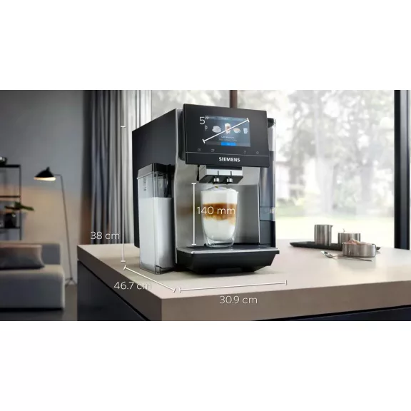 SIEMENS TQ717R03 Teljesen automata kávéfőző | EQ700 | Nemesacél/Fekete | Kivehető víztartály | 19 bar